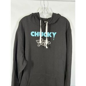 Chucky Wanna Play 2 sided men’s black hoodie size XXL NWOT